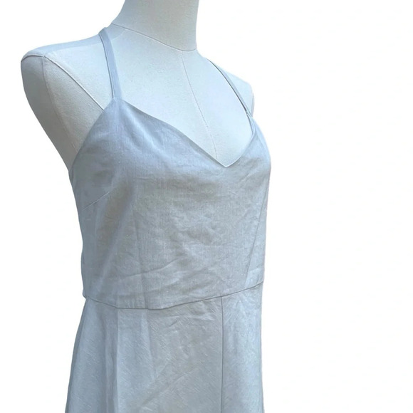 Theory NWT Haranna Cross-Back Dress in Linen Blend Mélange Light Grey Size 10 - Picture 9 of 16